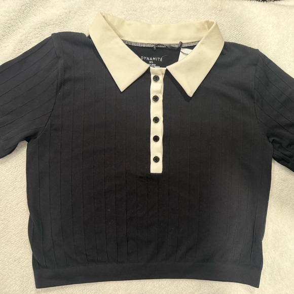 Dynamite Black Shirt with White Collar - Picture 11 of 15